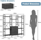 4-Tier Bookcase with Drawers Rustic Shelving