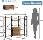 4-Tier Bookcase with Drawers Rustic Shelving