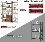 4-Tier Bookcase with Drawers Rustic Shelving