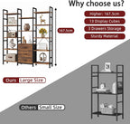 4-Tier Bookcase with Drawers Rustic Shelving