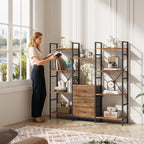 4-Tier Bookcase with Drawers Rustic Shelving