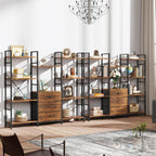 4-Tier Bookcase with Drawers Rustic Shelving