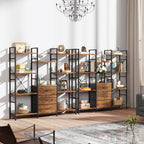 4-Tier Bookcase with Drawers Rustic Shelving