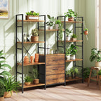 4-Tier Bookcase with Drawers Rustic Shelving
