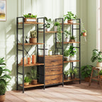 4-Tier Bookcase with Drawers Rustic Shelving