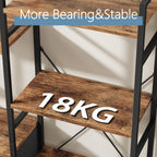 4-Tier Bookcase with Drawers Rustic Shelving