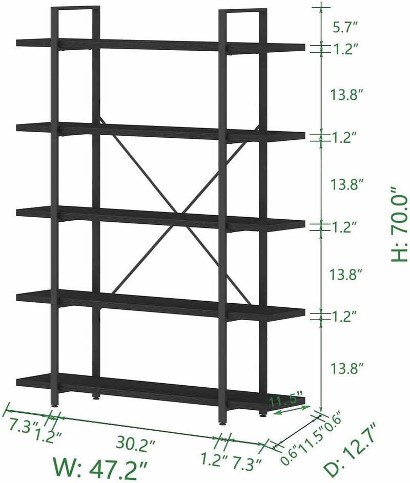 4 Tier Bookshelf Farmhouse Storage Bookcases Modern Shelf