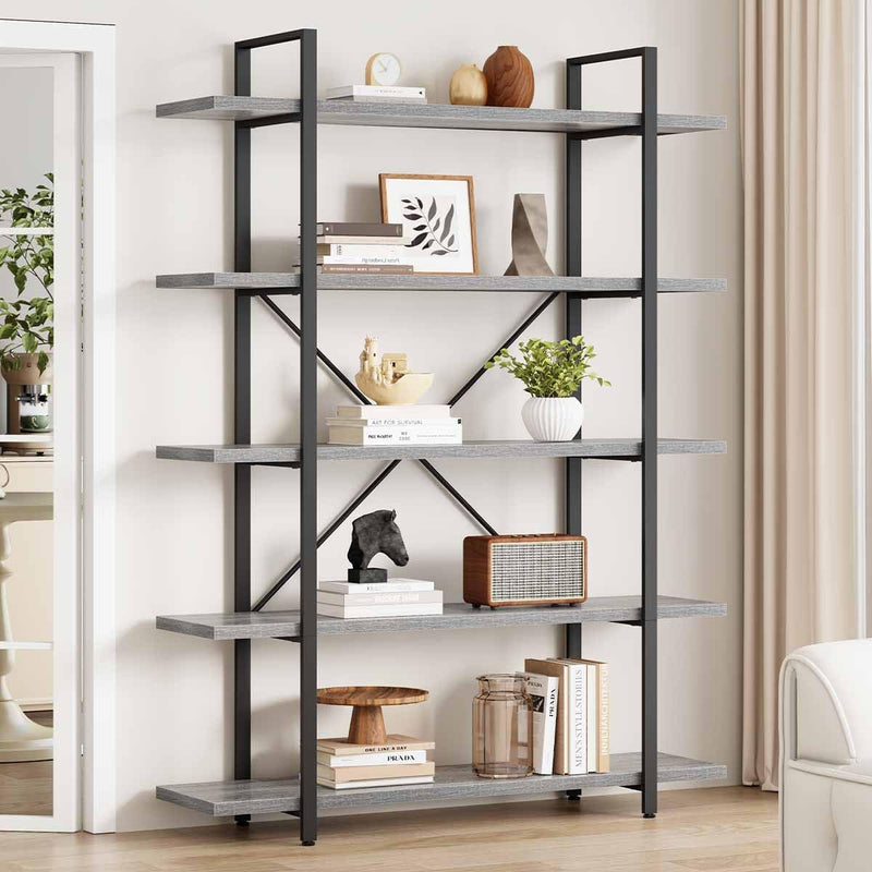 4 Tier Bookshelf Farmhouse Storage Bookcases Modern Shelf