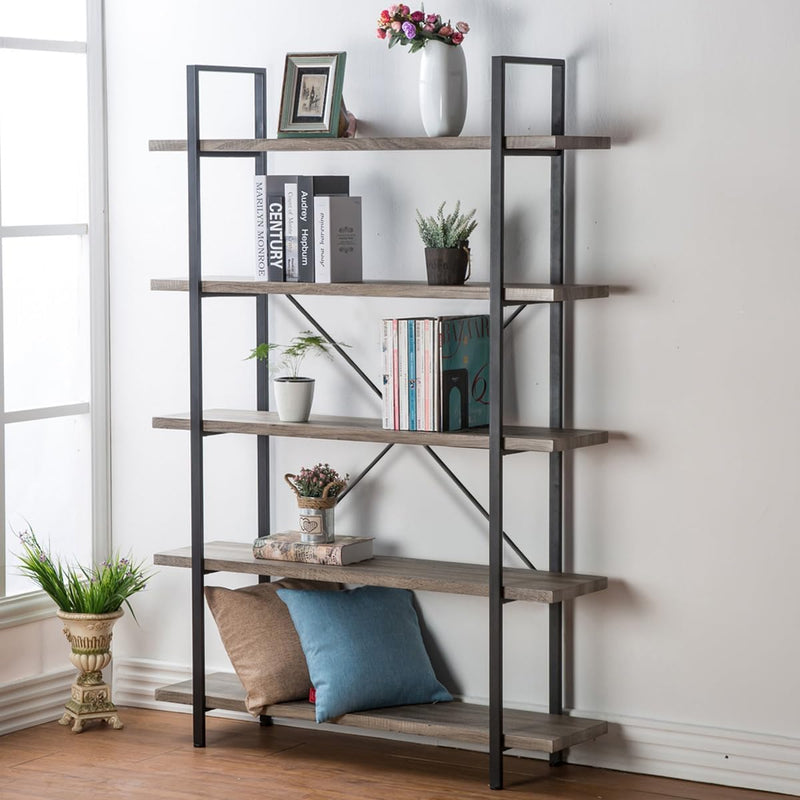 4 Tier Bookshelf Farmhouse Storage Bookcases Modern Shelf
