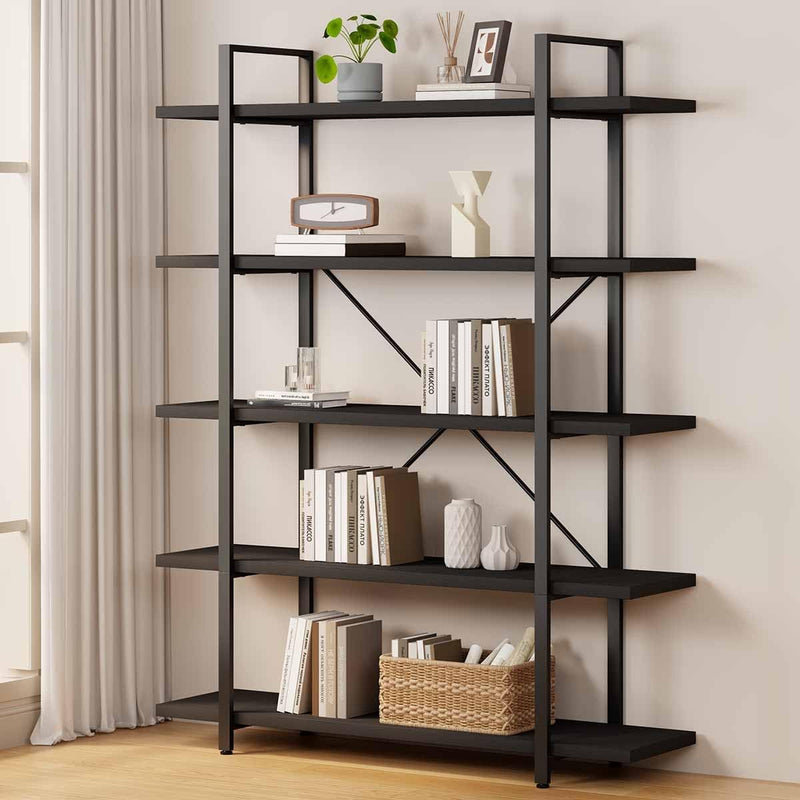 4 Tier Bookshelf Farmhouse Storage Bookcases Modern Shelf