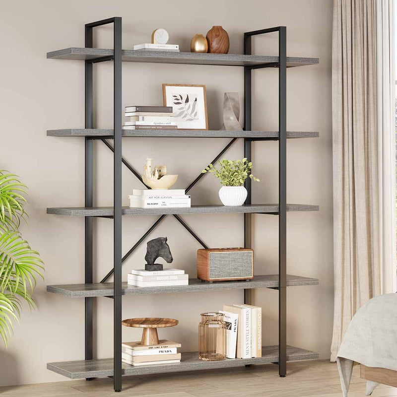 4 Tier Bookshelf Farmhouse Storage Bookcases Modern Shelf