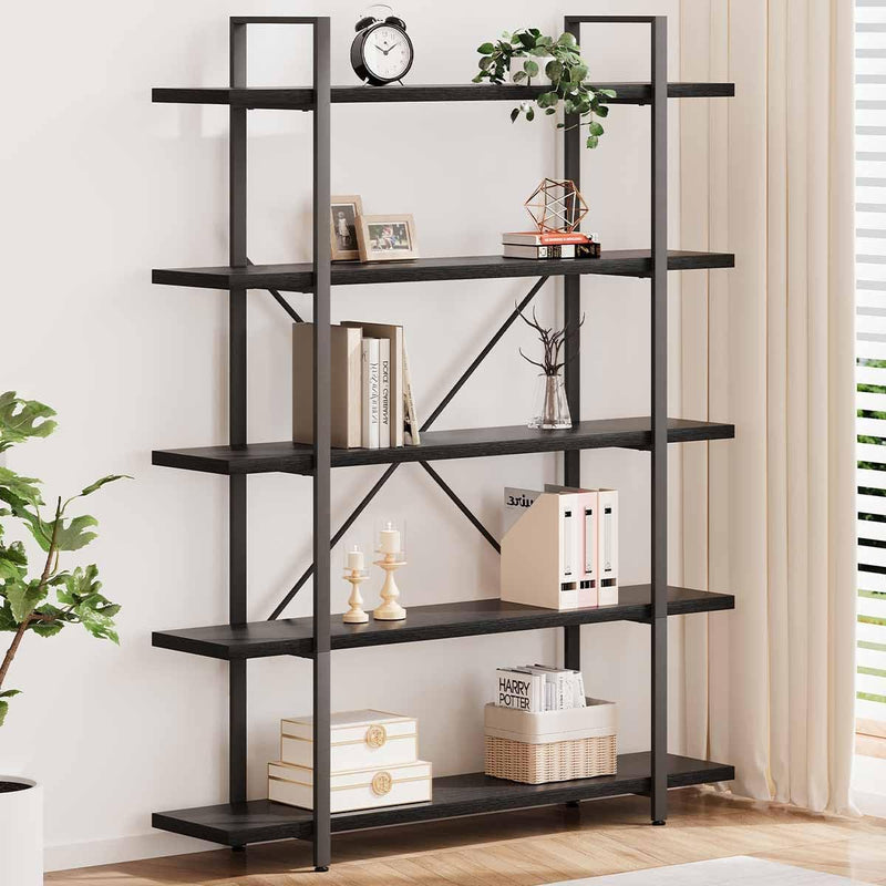 4 Tier Bookshelf Farmhouse Storage Bookcases Modern Shelf