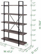 4 Tier Bookshelf Farmhouse Storage Bookcases Modern Shelf
