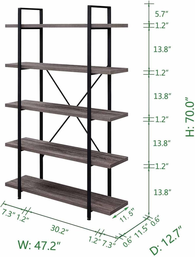 4 Tier Bookshelf Farmhouse Storage Bookcases Modern Shelf