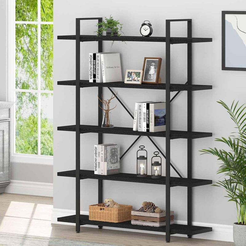 4 Tier Bookshelf Farmhouse Storage Bookcases Modern Shelf