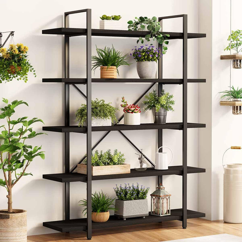 4 Tier Bookshelf Farmhouse Storage Bookcases Modern Shelf