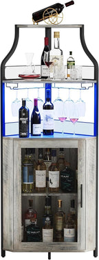 4-Tier Corner Bar Cabinet Industrial Freestanding Wine Storage