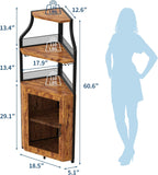4-Tier Corner Bar Cabinet Industrial Freestanding Wine Storage