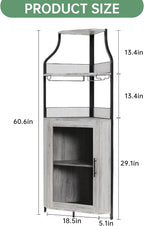 4-Tier Corner Bar Cabinet Industrial Freestanding Wine Storage