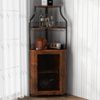 4-Tier Corner Bar Cabinet Industrial Freestanding Wine Storage