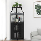 4-Tier Corner Bar Cabinet Industrial Freestanding Wine Storage