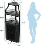 4-Tier Corner Bar Cabinet Industrial Freestanding Wine Storage
