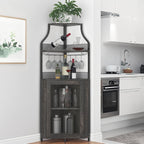 4-Tier Corner Bar Cabinet Industrial Freestanding Wine Storage