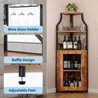 4-Tier Corner Bar Cabinet Industrial Freestanding Wine Storage