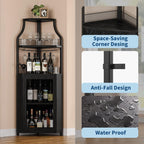 4-Tier Corner Bar Cabinet Industrial Freestanding Wine Storage