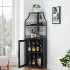 4-Tier Corner Bar Cabinet Industrial Freestanding Wine Storage