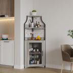4-Tier Corner Bar Cabinet Industrial Freestanding Wine Storage