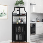 4-Tier Corner Bar Cabinet Industrial Freestanding Wine Storage