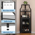 4-Tier Corner Bar Cabinet Industrial Freestanding Wine Storage