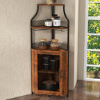 4-Tier Corner Bar Cabinet Industrial Freestanding Wine Storage
