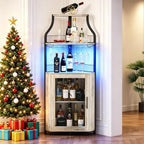 4-Tier Corner Bar Cabinet Industrial Freestanding Wine Storage