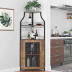 4-Tier Corner Bar Cabinet Industrial Freestanding Wine Storage