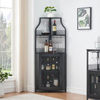 4-Tier Corner Bar Cabinet Industrial Freestanding Wine Storage