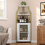 4-Tier Corner Bar Cabinet Industrial Freestanding Wine Storage