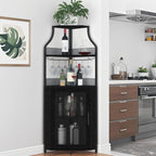 4-Tier Corner Bar Cabinet Industrial Freestanding Wine Storage
