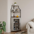 4-Tier Corner Bar Cabinet Industrial Freestanding Wine Storage