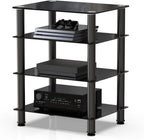 4-Tier Hifi Stand with Tempered Glass Shelves Height