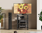 4-Tier Hifi Stand with Tempered Glass Shelves Height