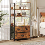 4-Tier Industrial Bookshelf with 3 Fabric Drawers Storage