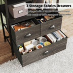 4-Tier Industrial Bookshelf with 3 Fabric Drawers Storage