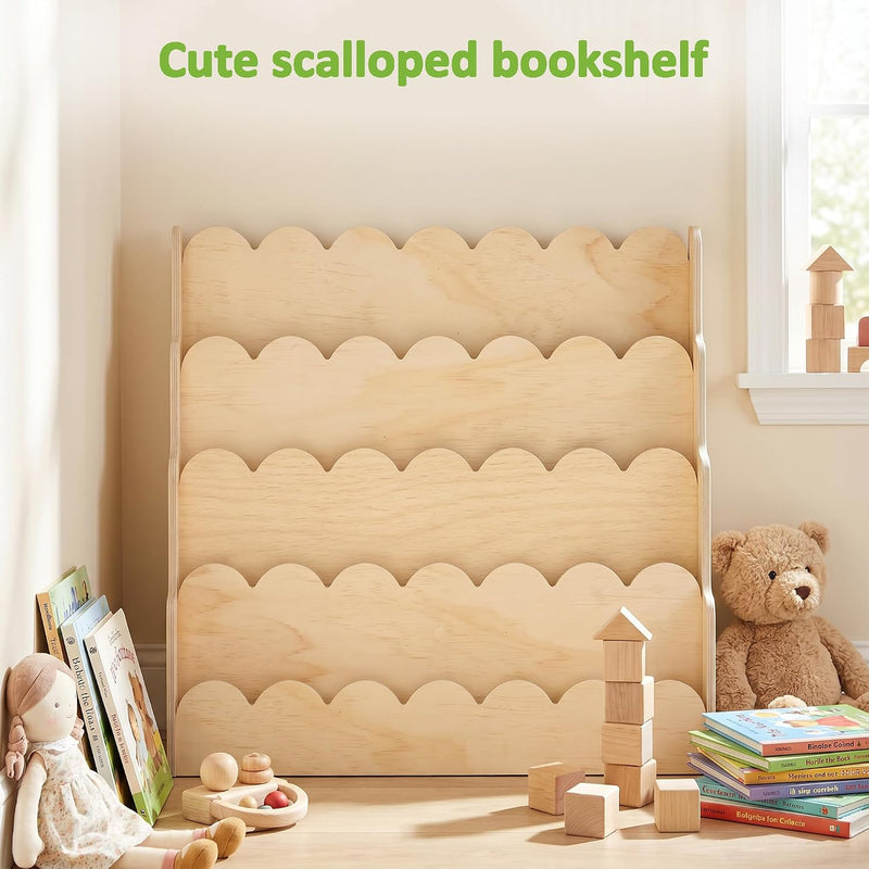 4-Tier Kids Bookshelf Large Capacity Bookcase 80W X