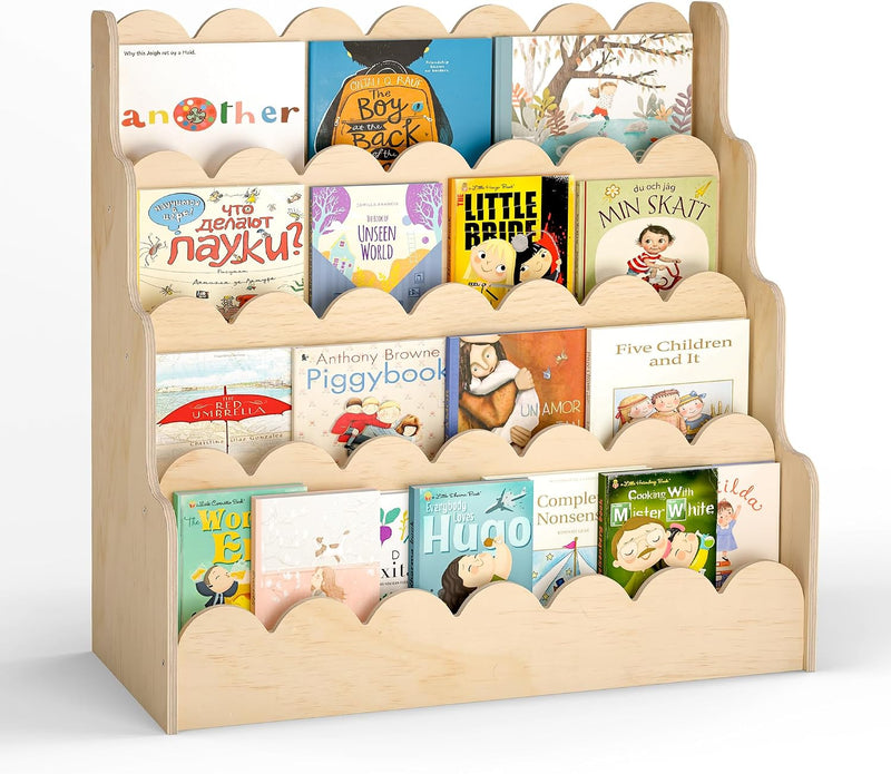 4-Tier Kids Bookshelf Large Capacity Bookcase 80W X