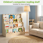 4-Tier Kids Bookshelf Large Capacity Bookcase 80W X