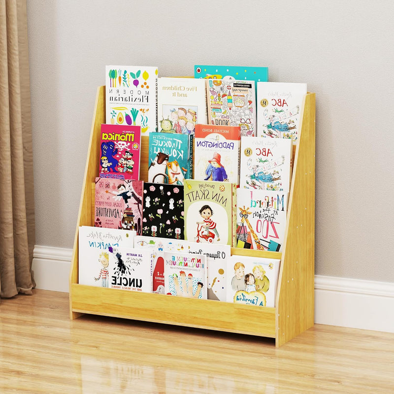 4-Tier Kids Bookshelf Large Capacity Bookcase 80W X