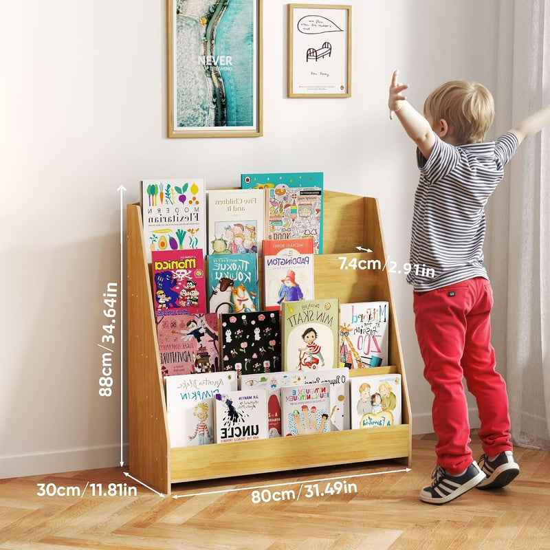 4-Tier Kids Bookshelf Large Capacity Bookcase