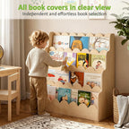 4-Tier Kids Bookshelf Large Capacity Bookcase 80W X